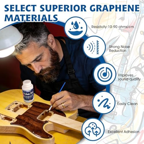 Guitar Shielding Paint, Conductive Paint, Noise Reduction, Reduces Hum, Excellent Adhesion, Water-Based Formula for Guitar Cavity Shielding, Black, 50G (Resistivity: 10-90 Ohms/cm)