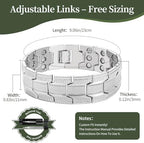 3X Magnetic Bracelets for Men Triple Strength Magnets with Pure Copper Adjustable Length Bracelet for Wrist Support & Wellness - Includes Sizing Tool and Gift Box