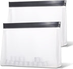 2 pcs Clear Leak Proof Freezer Bag Reusable Ice Storage Bags Ice Cube Freezer Holder Container Silicone Snack Bag Food Storage Bags for Travel Meal Prep Sandwich Fridge Kitchen Organization Whiskey