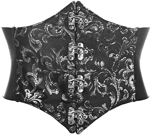 Lavish Dark Crushed Velvet Corset Belt Cincher w/Clasps