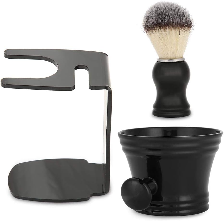 Deluxe Shaving Kit for Men, 3 in 1 Shaving Set Includes Shaving Brush & Shaving Bowl & Brush Stand, Stainless Steel Shaving Bowl & Stand, for Father Husband Boyfriend Birthday and