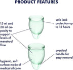 Satisfyer Feel Confident Menstrual Cup - Reusable Period Cup with Removal Ring - Soft, Flexible Body-Safe Silicone, Easy Insertion & Removal - Includes 2 Cup Sizes for All Flows (Light Green)