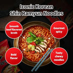 Nongshim Shin Ramyun Noodles, Spicy Korean Signature Instant Ramyun, Rich Beef Flavored Broth, Microwaveable, Korean Instant Noodles, 4.23 oz (Pack of 16), Packaging May Vary