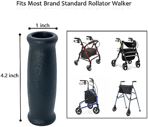 Crutch Hand Grips for Rollator Walker Replacement - Elderly & Disabled Patient Handgrips Accessories, 1", 2 Pcs