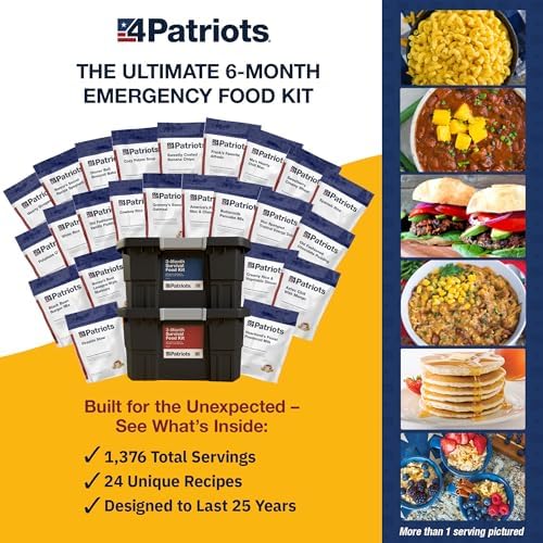 4Patriots 6-Month Survival Food Kit: Emergency Food Supply Designed to Last 25 Years, 1,376 Servings