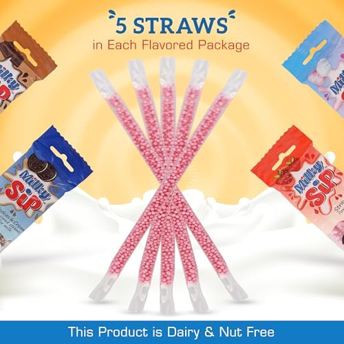 20 Milky Sip Chocolate Flavored Straws For Milk - 4 Packs of Milk Flavoring Straws, 5 Straws in Each. Magical Chocolate Flavor Makes Children Eager, Want and Love to Drink Milk