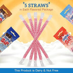20 Milky Sip Chocolate Flavored Straws For Milk - 4 Packs of Milk Flavoring Straws, 5 Straws in Each. Magical Chocolate Flavor Makes Children Eager, Want and Love to Drink Milk
