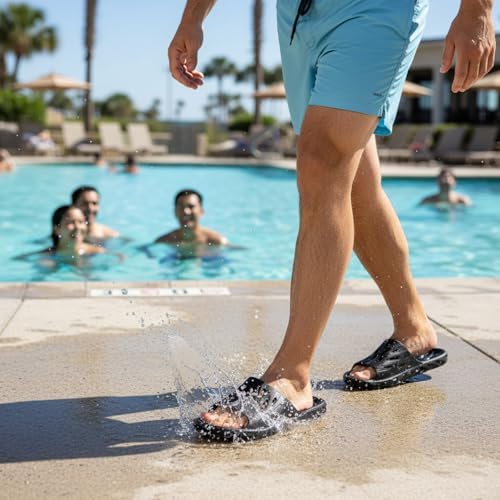 FINLEEO Shower Sandals with Drainage Holes - Quick Drying Bathroom & Gym Slippers for Men and Women