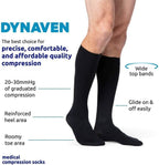 DYNAVEN Opaque Men's Closed Toe Knee-High Stockings 20-30mmHg