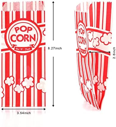 500 Pcs 1 OZ Popcorn Bags Red and white Bulk Popcorn Bags for individual servings Small Paper Bag for Movie, Theater, Carnival Party, Decorations