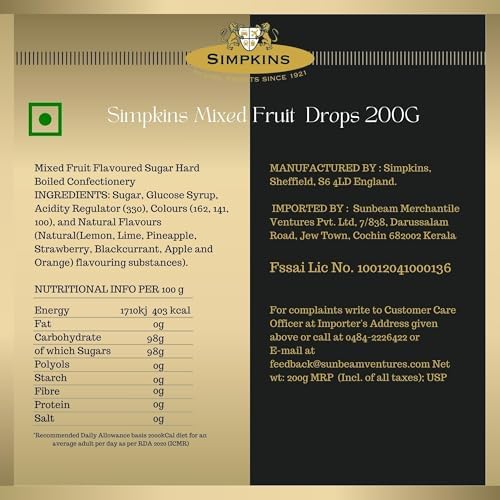 Simpkins Mixed Fruit Candy Drops