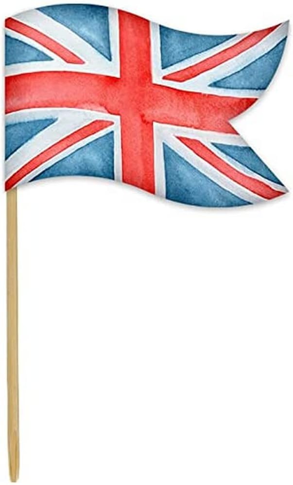 Anniversary House 12 pcs Union Jack Cake Toppers, 3 x 3.5cm Cupcake Toppers, Paper, kings coronation decorations, King Charles Coronation Decorations, J171
