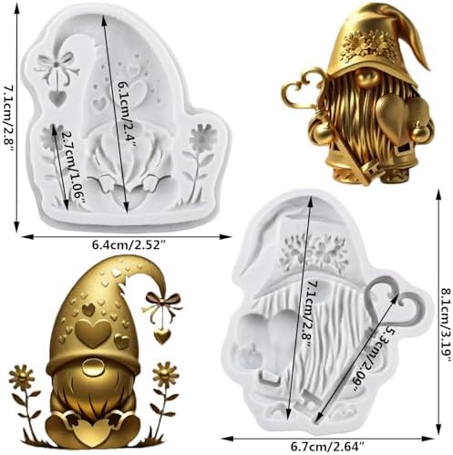 Lingzhi Christmas Gnome Fondant Molds Santa Claus Silicone Mold Dwarf Chocolate Mold for Cupcake Topper Cake Decoration Candy Sugar Craft Gum Paste Polymer Clay Set Of 2