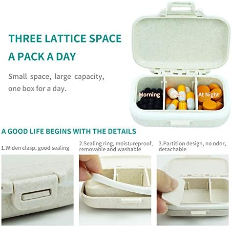 2 Pack Pill Organizer Box - Small Pill Dispenser Home Travel Essentials Supplement Holder Portable Vitamin Case 8 Compartment & 3 Compartment Container Daily Medicine