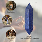 YATOJUZI 3.5" Lapis Lazuli Healing Crystals Wand Natural Crystals and Healing Stones Large Hexagonal Lapis Lazuli Crystal Points for Meditation Divination Reiki Energy Balancing 1PCS