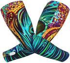 Peacock Feather Adult Ice Silk Cooling Arm Sleeves For Men Women,Breathable Elastic Arm Cover With Thumb.