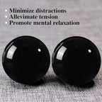 Obsidian Baoding Balls for Hand Therapy, Traditional Massage Chinese Ball for Adults Health Exercise Stress Relief Balls with Carry Pouch, Black Obsidian, X-Large-2"