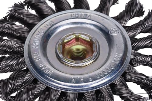 Century Drill & Tool 76048 4" Coarse Knot Wire Wheel, M10 X 1.25 Arbor, 20,000 RPM Max - Heavy-Duty Cleaning & Surface Prep on Concrete & Metal