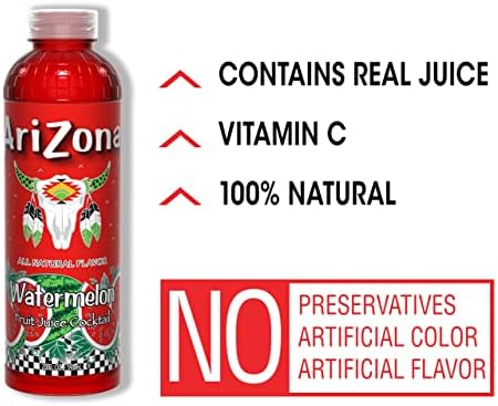 AriZona Watermelon Fruit Juice Cocktail, 20 Fl Oz (Pack of 12)