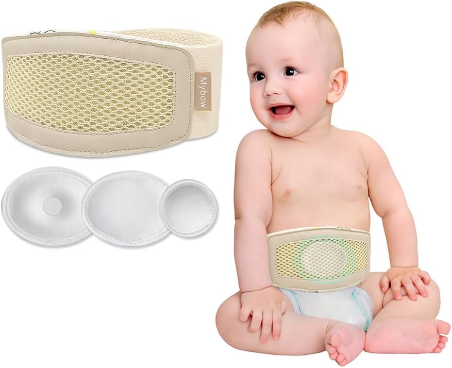Umbilical Hernia Belt Baby, Infant Belly Button Band, Umbilical Cord Cover for Newborn Abdominal Binder, Hernia Support Truss, Belly Button Shaper, Adjustable Navel Band with 3 Compression Pad