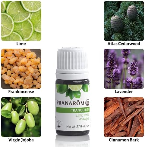Pranarom - Tranquility Essential Oil Blend (5ml) - Lemon, Bergamot, Distilled Lime, Petitgrain, Spearmint, Orange - 100% Pure Essential Oil for Grounding & Clarity|USDA and ECOCERT Certified Organic