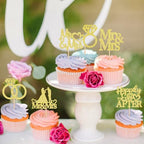 24 PCS Mr & Mrs Cupcake Toppers Wedding Engagement Party Picks Bridal Shower Anniversary Party Cake Decorations Supplies