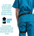 Nurse Fanny Pack w/Elastic Leg Band - Multi Compartment Waist Organizer Tool Bag for Students, Practitioners & Medical Professionals (Black Noche)