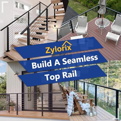 2Pack 8FT T304 Stainless Steel Handrails Black with Extension Connectors End Cap Kits for Cable Railing System Posts Kit, Cuttable Rectangular Handrails Flat Top Rail - 2.36" W x 1.18" H