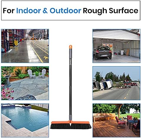 TreeLen 18 inch Push Broom Outdoor - Heavy Duty Broom for Driveways, Sidewalks, Patios and Deck Cleans Dirt, Debris, Sand, Mud, Leaves and Water-18 Wide Bristles
