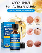 Bee Venom Wart Remover, 20ML Liquid Corn Removers for Feet Fast Acting Corn Removers for Toes, Extra Strength Bee Venom Wart, Corn and Callus Removers Safe Foot Care with Corn Cushions
