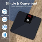 GE Digital Bathroom Scale for Weight, Smart Bluetooth Body Weight and BMI, Electronic Black Weighing Scale for Bath Home, Accurate 400lb Capacity
