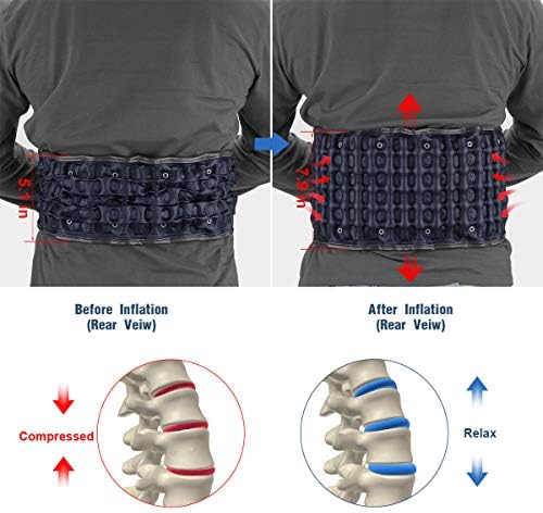 HONGJING Decompression Belt Inflatable Lumbar Support for Lower Back Pain Relief - Inflated Back Reliever with Hand Pump, One Size Fits 29-49 Waist