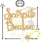 Scorpio Season Cake Topper, Big Scorpio Energy/October November Birthday Cake Decor, 12 Zodiac Constellation Birthday Party Decoration Supplies for Men Women, Gold Glitter