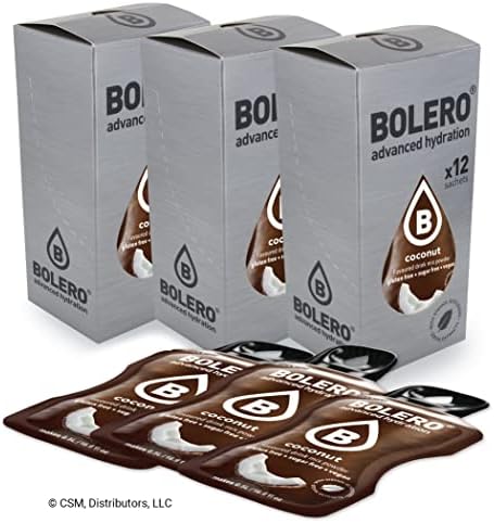 Bolero- Sugar Free Drink Mix Packets Coconut Fruit Flavors | Powdered Flavored Water Packets | 36 Small Sachet On The Go Packets