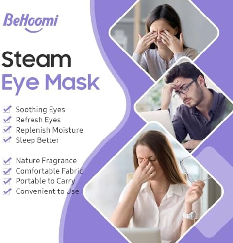 20Packs Steam Eye Mask, Heated Eye Mask Warm Compress for Eyes, Disposable Self Heating Steam Mask for Home, Sleep, Spa, Travel Essentials & Relaxation Gifts, Valentine's Day Gifts (Lavender)