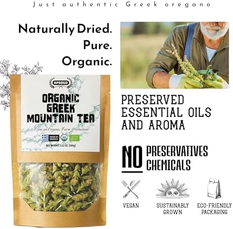 APSOGO Organic Greek Mountain Tea - Premium Quality & Excellent Taste - 3.52oz Loose Leaf