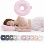RQUXMT Piercing Pillow for Side Sleepers with Ear Hole, Donut CNH Pillow, Pressure Reduction, Skin-Friendly Washable Adjustable Ear Cushion(Large,Cotton,Light Pink)
