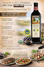Kirkland Organic Balsamic Vinegar of Modena - 1 Liter (33.8 oz) - PGI Certified Italian - Premium Aged - 67 Servings