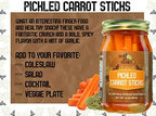 Green Jay Gourmet Spicy Pickled Carrot Sticks in a Jar - Fresh Hand Jarred Vegetables for Cooking & Pantry – Home Grown Pre-Prepared Pickled Carrot Sticks – Simple Natural Ingredients - 16 Ounce Jar