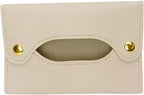 PU Leather Tissue Case,Waterproof Dustproof Foldable Holder for Home,Bathroom,Car,Office;Portable Napkin Organizer Pouch with Simple Modern Design for Daily Storage(White)