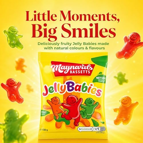 Maynards Bassetts Jelly Babies 130g x3, Soft Chewy