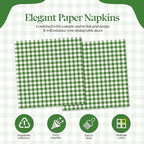 50 Pcs Green Gingham Paper Napkins, Disposable Green and White Checkered Luncheon Napkin Plaid Dinner Beverage Napkin for Picnic Baby & Bridal Shower Wedding Birthday Party Decorations
