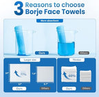 Borje Face Towels XL, Disposable Face Towel 10" x 12", 100 Count (2 Packs of 50), 100% USDA Biobased Facial Towelettes, Ultra Soft & Thick Makeup Remover Dry Wipes for Women Cleansing