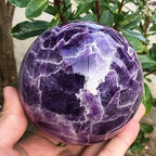Natural Stone Crystal Sphere Feng Shui Home Decoration Ball Positive Energy Scrying Orb for Meditation Tool for Spiritual Space Purification Globe Diameter6-7cm Amethyst Sphere