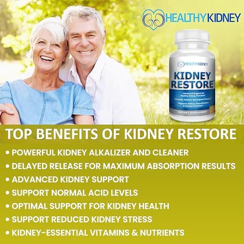Kidney Cleanse Detox & Repair - Formulated by Kidney Health Expert Living w/Transplant - US Made Kidneys Support Supplement, Detox, Flush - Renal Vitamins 60 Capsules