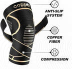 Copper Knee Brace for Women Men 2-Pack, Knee Compression Sleeve with Straps, Knee Braces for Knee Pain, Knee Support for Running Working