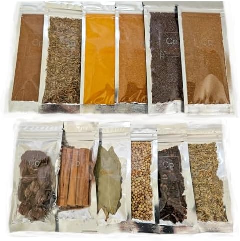 Spice & Seasoning Set - Ground Whole Indian Spices: Bay Leaves | Brown Mustard |Cayenne | Cinnamon | Cloves | Coriander | Cumin | Curry | Fennel | Ginger | Garam Masala