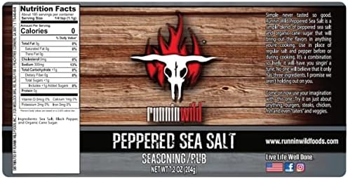 Salt and Pepper Seasoning – Coarse 10 Mesh Cracked Black Pepper & Sea Salt Blend | Bold Texture All-Purpose Spice Rub | Runnin’ Wild Foods, 7.2 oz