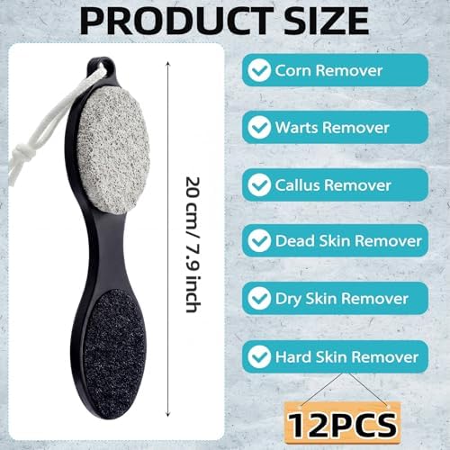 Patelai 12 Pack 4 in 1 Foot Brush Pumice Stone Brush for Feet Scrubber Dead Skin Remover Bulk for Shower Pedicure File Exfoliator Dead Skin Remover for Care(Black and Grey)
