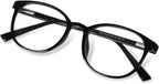 FONHCOO Blue Light Blocking Glasses Women Men Computer Eyeglasses,TR90 Fashion Round Transparent Anti Blue Light Glasses with Anti Eyestrain & UV Glare for Gaming & Reading (Shiny Black)